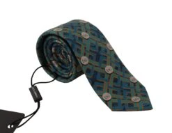 Style Tribute Dolce & Gabbana Men's Blue Fantasy Print Silk Adjustable Necktie Accessory Tie