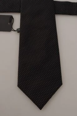 Style Tribute Dolce & Gabbana Men's Black White Polka Dots Silk Adjustable Tie -Best Jewelry Store 154089217