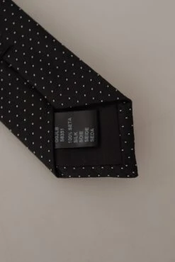 Style Tribute Dolce & Gabbana Men's Black White Polka Dots Silk Adjustable Tie -Best Jewelry Store 154089218