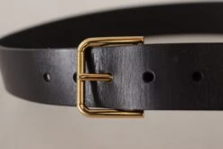 Style Tribute Dolce & Gabbana Women's Black Calf Leather Gold Tone Logo Metal Buckle Belt -Best Jewelry Store 154090510