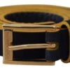 Style Tribute Dolce & Gabbana Women's Blue Suede Yellow Gold Metal Logo Buckle Belt 2 Style Tribute Dolce & Gabbana Women's Blue Suede Yellow Gold Metal Logo Buckle Belt -Best Jewelry Store 154092841