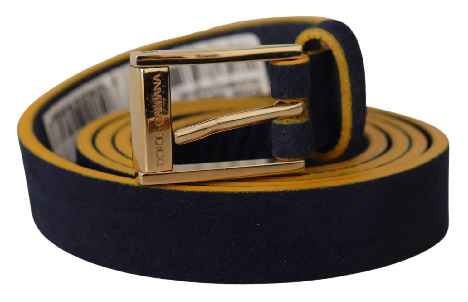 Style Tribute Dolce & Gabbana Women's Blue Suede Yellow Gold Metal Logo Buckle Belt 4 Style Tribute Dolce & Gabbana Women's Blue Suede Yellow Gold Metal Logo Buckle Belt - Image 2