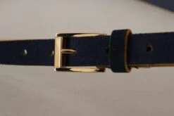 Style Tribute Dolce & Gabbana Women's Blue Suede Yellow Gold Metal Logo Buckle Belt 12 Style Tribute Dolce & Gabbana Women's Blue Suede Yellow Gold Metal Logo Buckle Belt -Best Jewelry Store 154092845