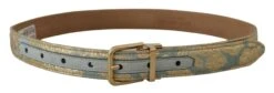 Style Tribute Dolce & Gabbana Women's Blue Leather Jacquard Embossed Gold Metal Buckle Belt -Best Jewelry Store 154093361