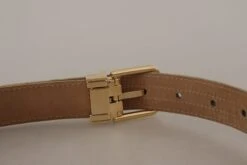 Style Tribute Dolce & Gabbana Women's Blue Leather Jacquard Embossed Gold Metal Buckle Belt -Best Jewelry Store 154093363