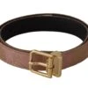 Style Tribute Dolce & Gabbana Women's Rose Gold Leather Logo Engraved Metal Buckle Belt -Best Jewelry Store 154097054