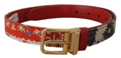 Style Tribute Dolce & Gabbana Women's Multicolor Majolica Patchwork Gold Metal Buckle Belt
