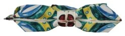 Style Tribute Dolce & Gabbana Men's Multicolor Majolica Print Adjustable Papillon Bow Tie