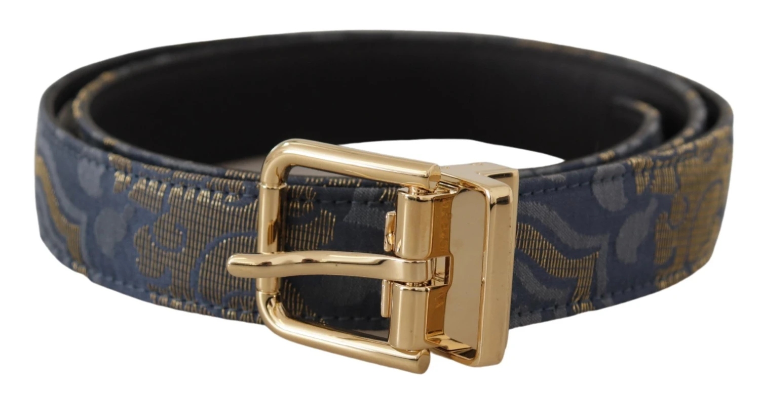Style Tribute Dolce & Gabbana Women's Navy Blue Jacquard Gold Tone Logo Metal Buckle Belt 3 Style Tribute Dolce & Gabbana Women's Navy Blue Jacquard Gold Tone Logo Metal Buckle Belt