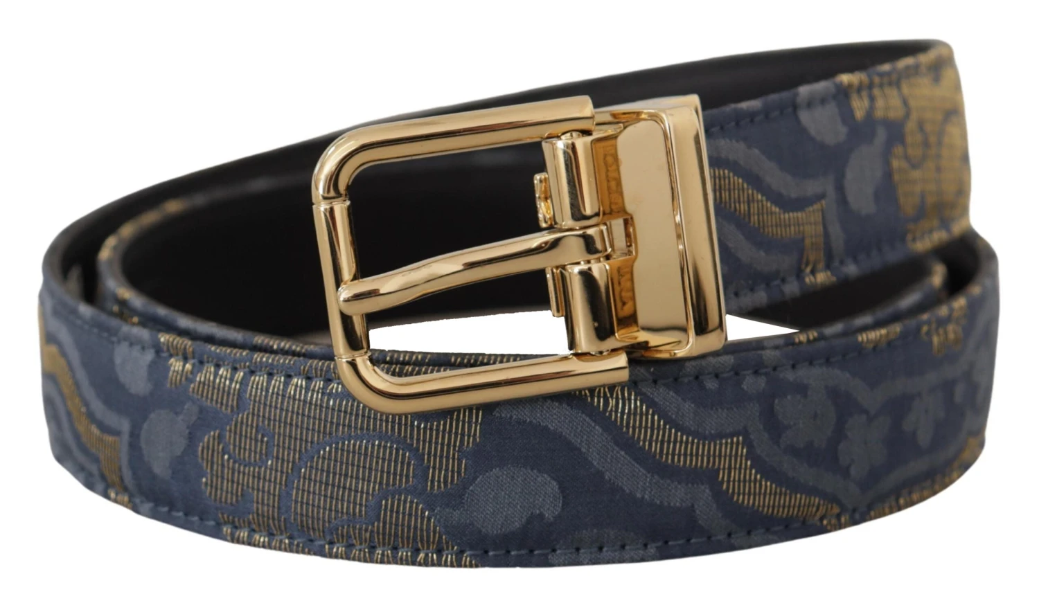 Style Tribute Dolce & Gabbana Women's Navy Blue Jacquard Gold Tone Logo Metal Buckle Belt 4 Style Tribute Dolce & Gabbana Women's Navy Blue Jacquard Gold Tone Logo Metal Buckle Belt - Image 2