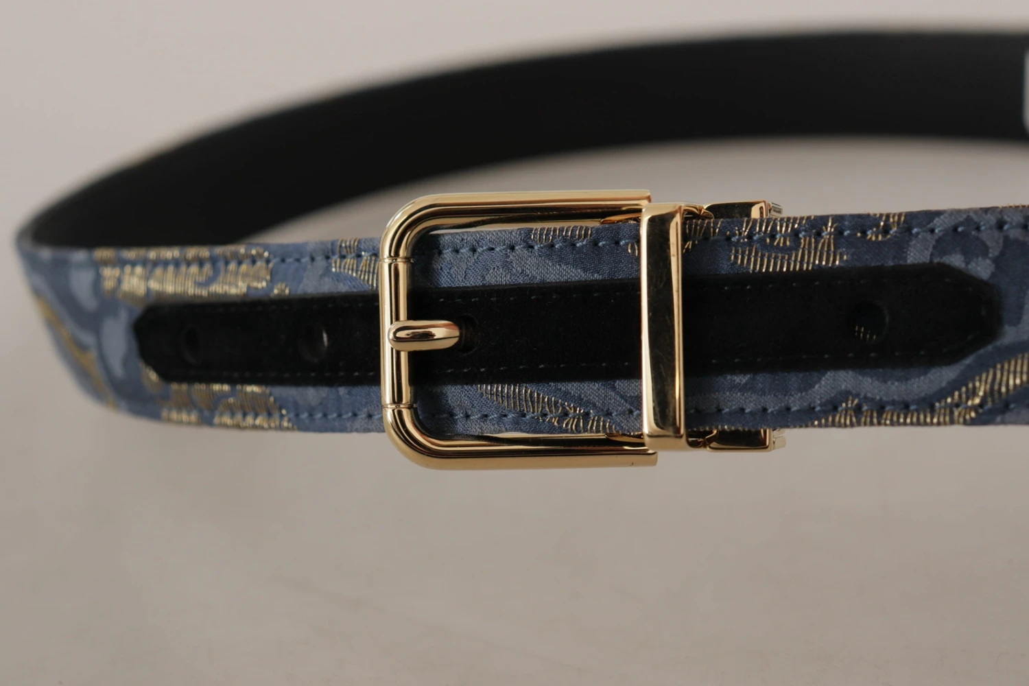 Style Tribute Dolce & Gabbana Women's Navy Blue Jacquard Gold Tone Logo Metal Buckle Belt 7 Style Tribute Dolce & Gabbana Women's Navy Blue Jacquard Gold Tone Logo Metal Buckle Belt - Image 5