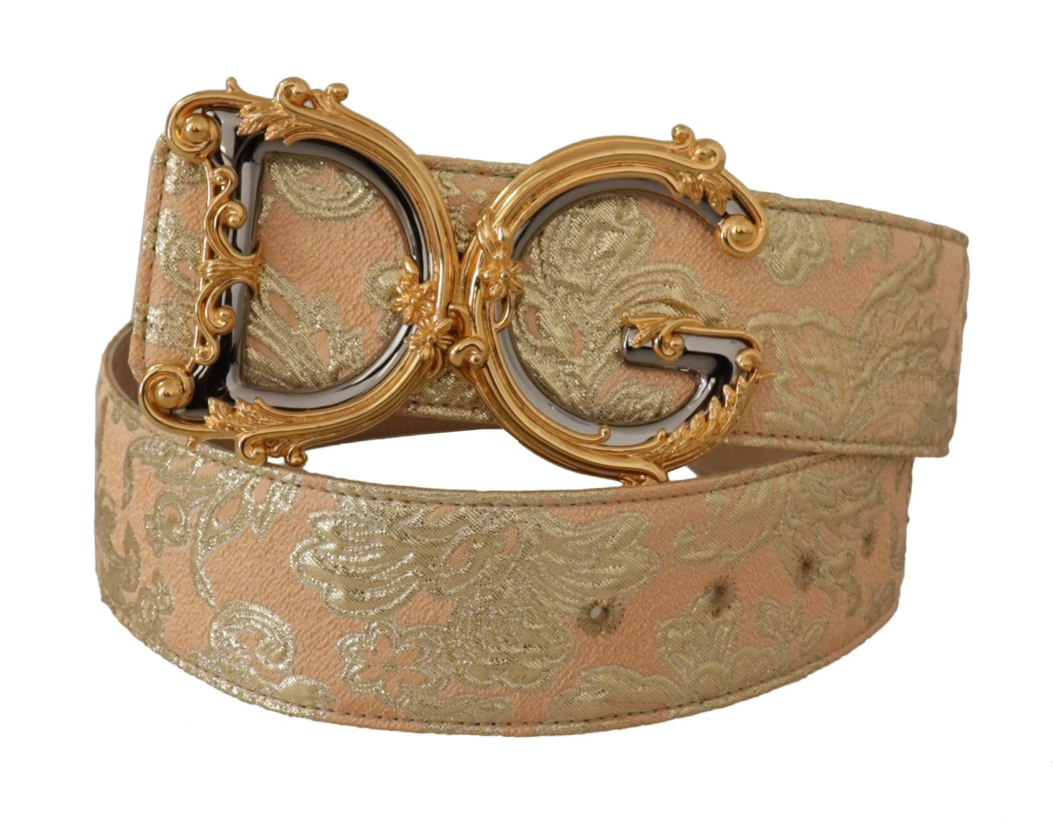 Style Tribute Dolce & Gabbana Women's Gold Wide Waist Jacquard Baroque DG Logo Buckle Belt 4 Style Tribute Dolce & Gabbana Women's Gold Wide Waist Jacquard Baroque DG Logo Buckle Belt - Image 2