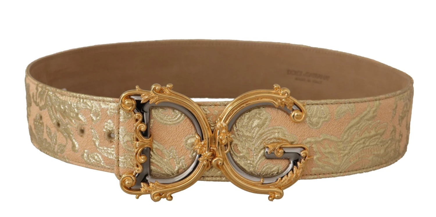 Style Tribute Dolce & Gabbana Women's Gold Wide Waist Jacquard Baroque DG Logo Buckle Belt 5 Style Tribute Dolce & Gabbana Women's Gold Wide Waist Jacquard Baroque DG Logo Buckle Belt - Image 3