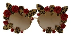 Style Tribute Dolce & Gabbana Women's Gold Metal Frame Roses Embellished Sunglasses