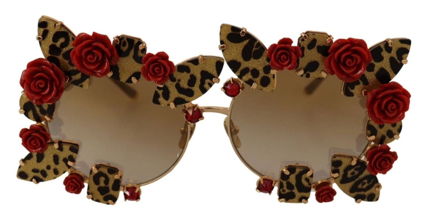 Style Tribute Dolce & Gabbana Women's Gold Metal Frame Roses Embellished Sunglasses 3 Style Tribute Dolce & Gabbana Women's Gold Metal Frame Roses Embellished Sunglasses