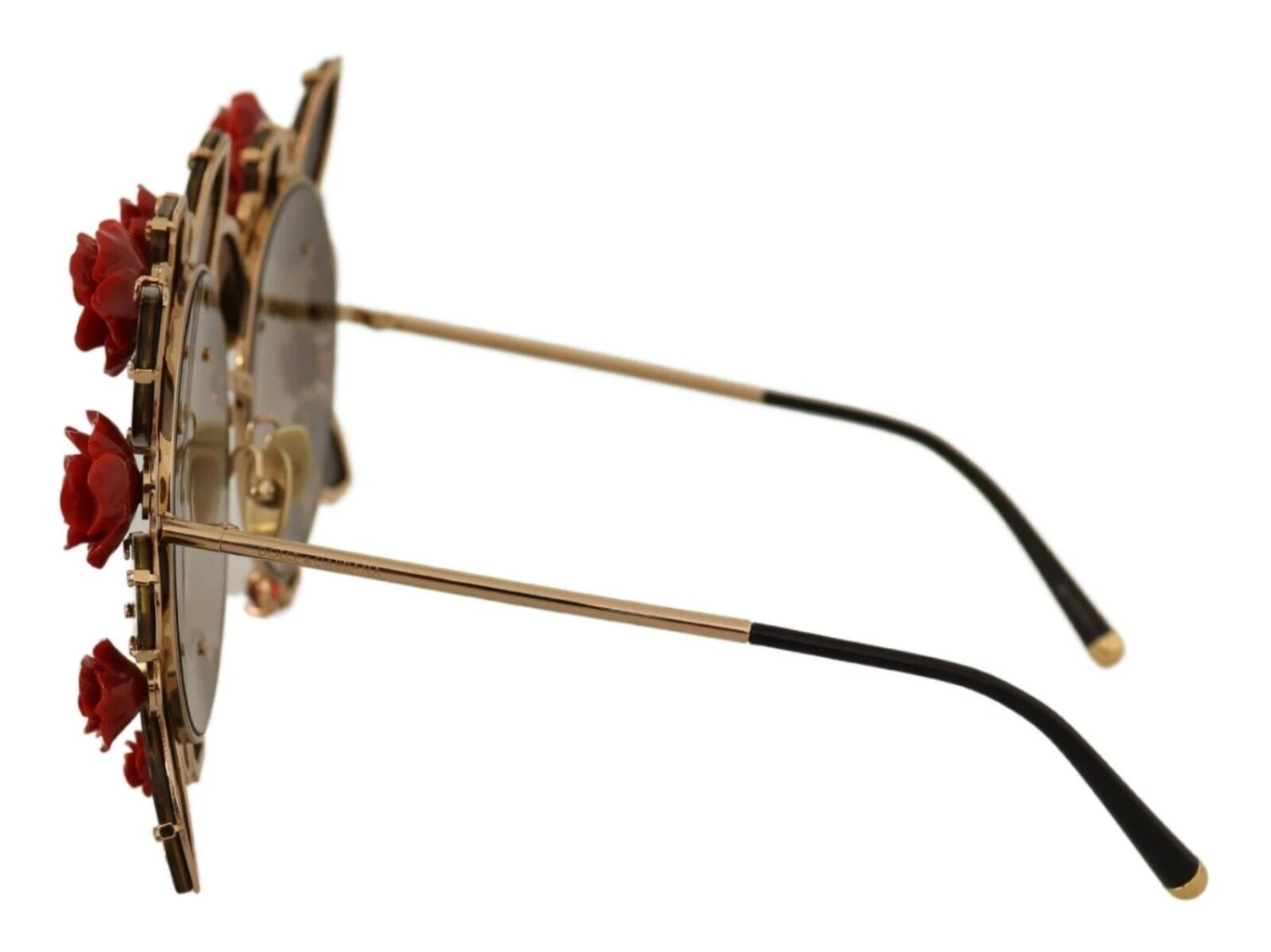 Style Tribute Dolce & Gabbana Women's Gold Metal Frame Roses Embellished Sunglasses 4 Style Tribute Dolce & Gabbana Women's Gold Metal Frame Roses Embellished Sunglasses - Image 2