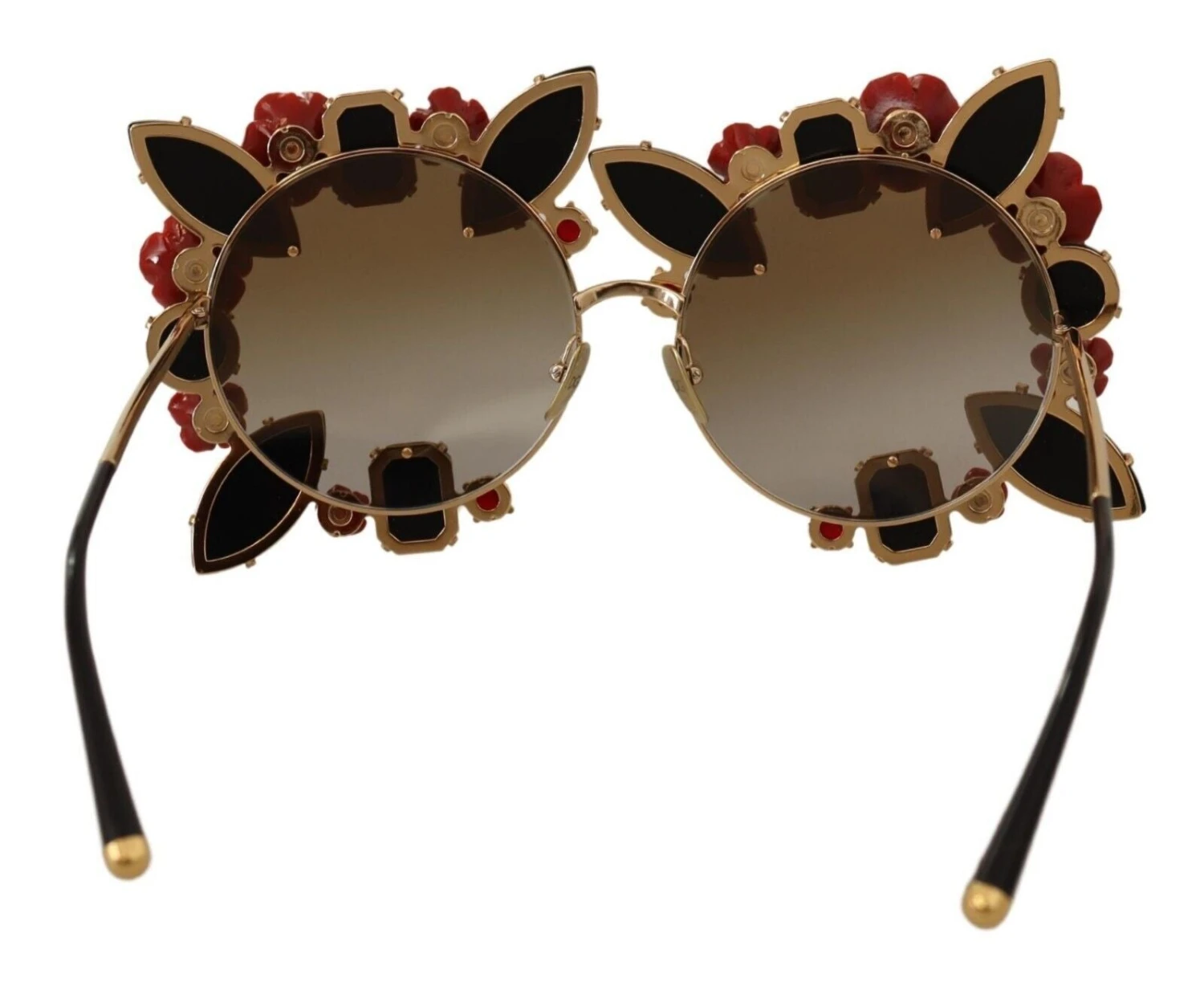 Style Tribute Dolce & Gabbana Women's Gold Metal Frame Roses Embellished Sunglasses 5 Style Tribute Dolce & Gabbana Women's Gold Metal Frame Roses Embellished Sunglasses - Image 3