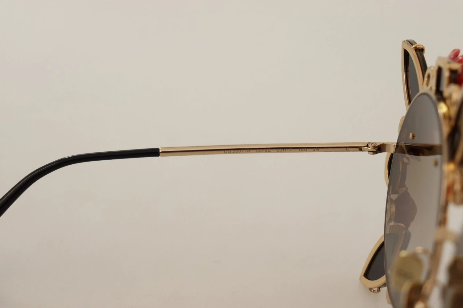 Style Tribute Dolce & Gabbana Women's Gold Metal Frame Roses Embellished Sunglasses 6 Style Tribute Dolce & Gabbana Women's Gold Metal Frame Roses Embellished Sunglasses - Image 4