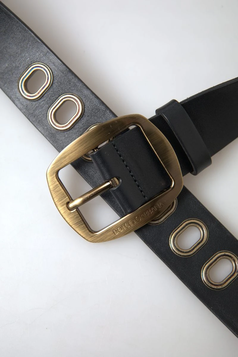 Style Tribute Dolce & Gabbana Men's Black Leather Gold Metal Buckle Belt 4 Style Tribute Dolce & Gabbana Men's Black Leather Gold Metal Buckle Belt - Image 2