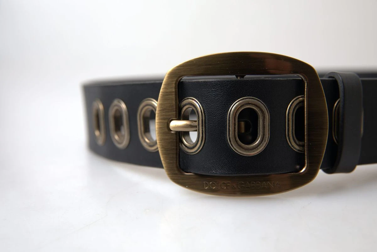 Style Tribute Dolce & Gabbana Men's Black Leather Gold Metal Buckle Belt 5 Style Tribute Dolce & Gabbana Men's Black Leather Gold Metal Buckle Belt - Image 3