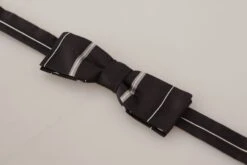 Style Tribute Dolce & Gabbana Men's Black Grey Lining 100% Silk Neck Papillon Tie -Best Jewelry Store 154395242