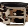 Style Tribute Dolce & Gabbana Men's Brown Leopard Print Studded Leather Metal Buckle Belt -Best Jewelry Store 154398163