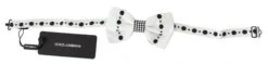 Style Tribute Dolce & Gabbana Men's White Dotted Print Adjustable Neck Papillon Tie