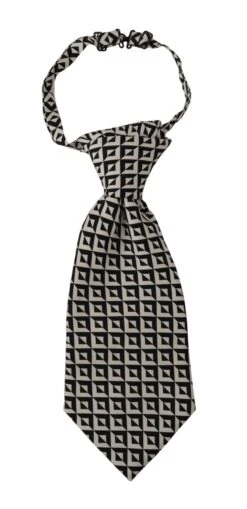 Style Tribute Dolce & Gabbana Men's Black White Geometric 100% Silk Adjustable Accessory Tie