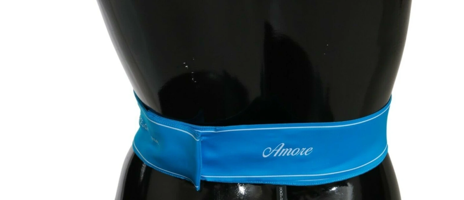 Style Tribute Dolce & Gabbana Women's Blue Waist Ribbon Wide Bow Belt 6 Style Tribute Dolce & Gabbana Women's Blue Waist Ribbon Wide Bow Belt - Image 4