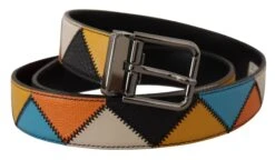Style Tribute Dolce & Gabbana Men's Multicolor Leather Silver Logo Buckle Belt -Best Jewelry Store 154403883