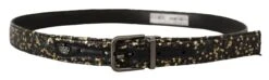 Style Tribute Dolce & Gabbana Men's Gold Black Two-toned Leather Chrome Buckle Belt