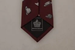 Style Tribute Dolce & Gabbana Men's Maroon Hat Pattern 100% Silk Adjustable Accessory Tie -Best Jewelry Store 154408985