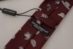 Style Tribute Dolce & Gabbana Men's Maroon Hat Pattern 100% Silk Adjustable Accessory Tie -Best Jewelry Store 154408986