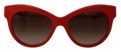 Style Tribute Dolce & Gabbana Women's Red Cat Eye Lens Floral Arm Shades DG4215 Sunglasses