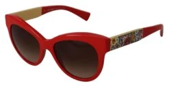 Style Tribute Dolce & Gabbana Women's Red Cat Eye Lens Floral Arm Shades DG4215 Sunglasses -Best Jewelry Store 154410286