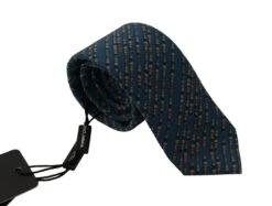 Style Tribute Dolce & Gabbana Men's Blue Circle Fantasy Print Silk Adjustable Accessory Tie