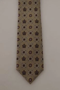 Style Tribute Dolce & Gabbana Men's Beige Fantasy Print Silk Adjustable Necktie Accessory Tie -Best Jewelry Store 154413276