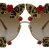 Style Tribute Dolce & Gabbana Women's Gold Metal Frame Roses Embellished DG2207B Sunglasses -Best Jewelry Store 154414995