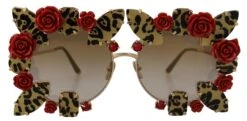 Style Tribute Dolce & Gabbana Women's Gold Metal Frame Roses Embellished DG2207B Sunglasses