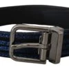 Style Tribute Dolce & Gabbana Men's Blue Jacquard Stripe Silver Buckle Belt -Best Jewelry Store 154418463