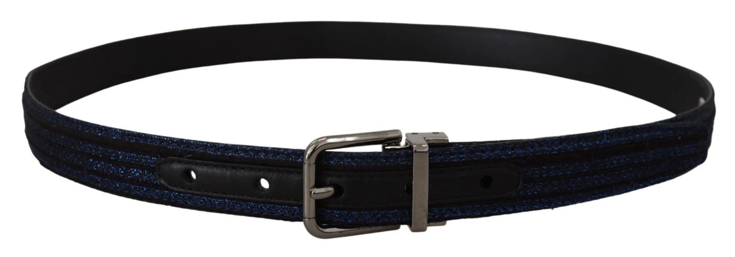 Style Tribute Dolce & Gabbana Men's Blue Jacquard Stripe Silver Buckle Belt 5 Style Tribute Dolce & Gabbana Men's Blue Jacquard Stripe Silver Buckle Belt - Image 3