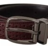 Style Tribute Dolce & Gabbana Men's Brown Perforated Leather Metal Buckle Belt