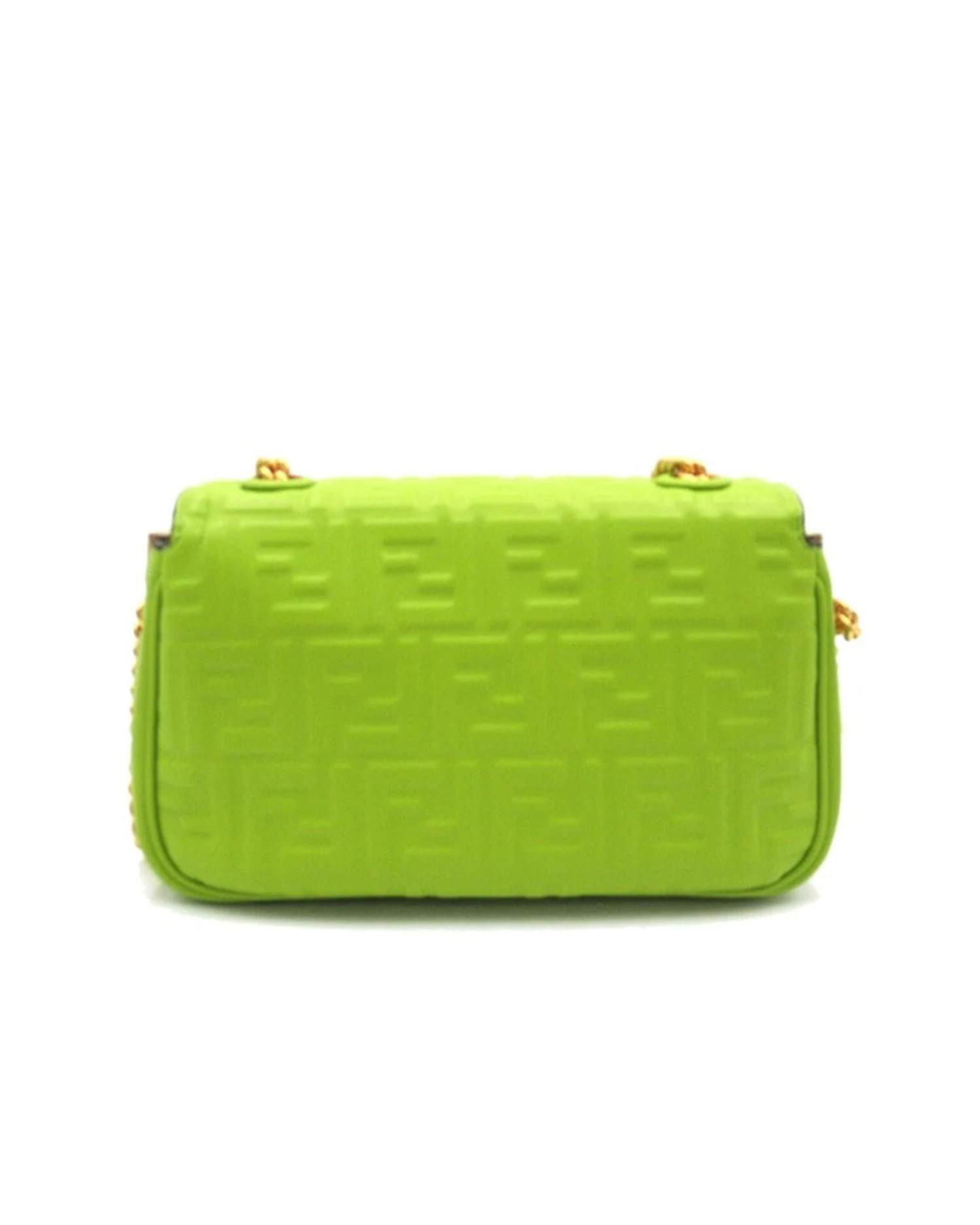 Style Tribute FENDI Women's Embossed Leather Chain Baguette Midi Bag In Green 4 Style Tribute FENDI Women's Embossed Leather Chain Baguette Midi Bag In Green - Image 2