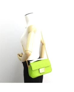 Style Tribute FENDI Women's Embossed Leather Chain Baguette Midi Bag In Green 14 Style Tribute FENDI Women's Embossed Leather Chain Baguette Midi Bag In Green -Best Jewelry Store 154795052