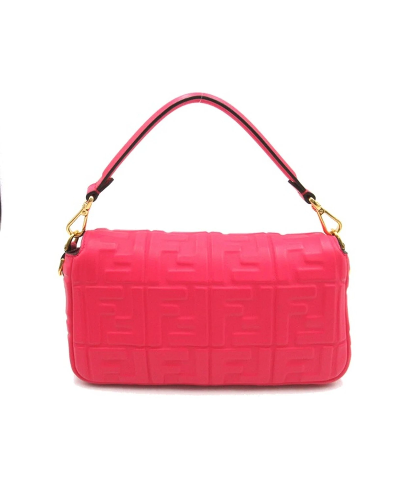 Style Tribute FENDI Women's Logo-Embossed Leather Baguette Bag In SA Condition In Pink 4 Style Tribute FENDI Women's Logo-Embossed Leather Baguette Bag In SA Condition In Pink - Image 2