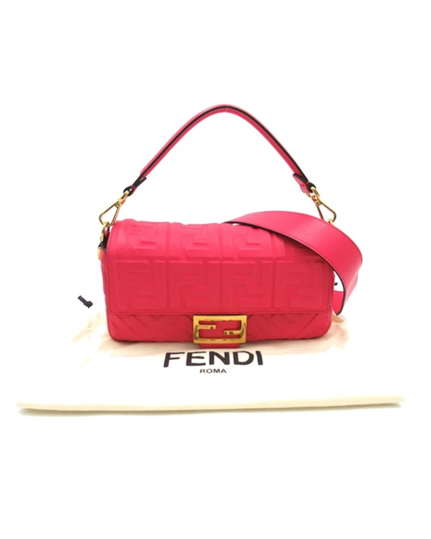 Style Tribute FENDI Women's Logo-Embossed Leather Baguette Bag In SA Condition In Pink 8 Style Tribute FENDI Women's Logo-Embossed Leather Baguette Bag In SA Condition In Pink - Image 6