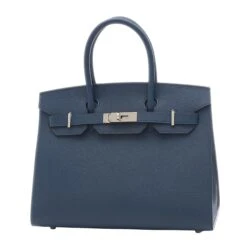 Style Tribute Hermes Women's Luxurious Navy Leather Hermes Birkin 30 Handbag In Navy
