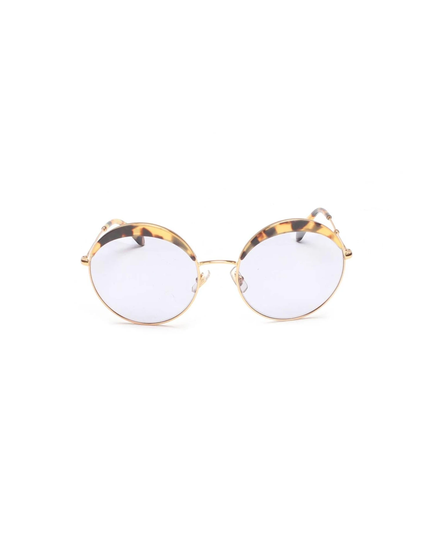 Style Tribute Miu Miu Women's Tortoiseshell Round Sunglasses In Gold