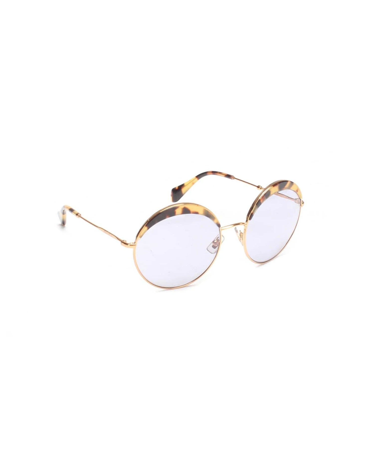 Style Tribute Miu Miu Women's Tortoiseshell Round Sunglasses In Gold 4 Style Tribute Miu Miu Women's Tortoiseshell Round Sunglasses In Gold - Image 2
