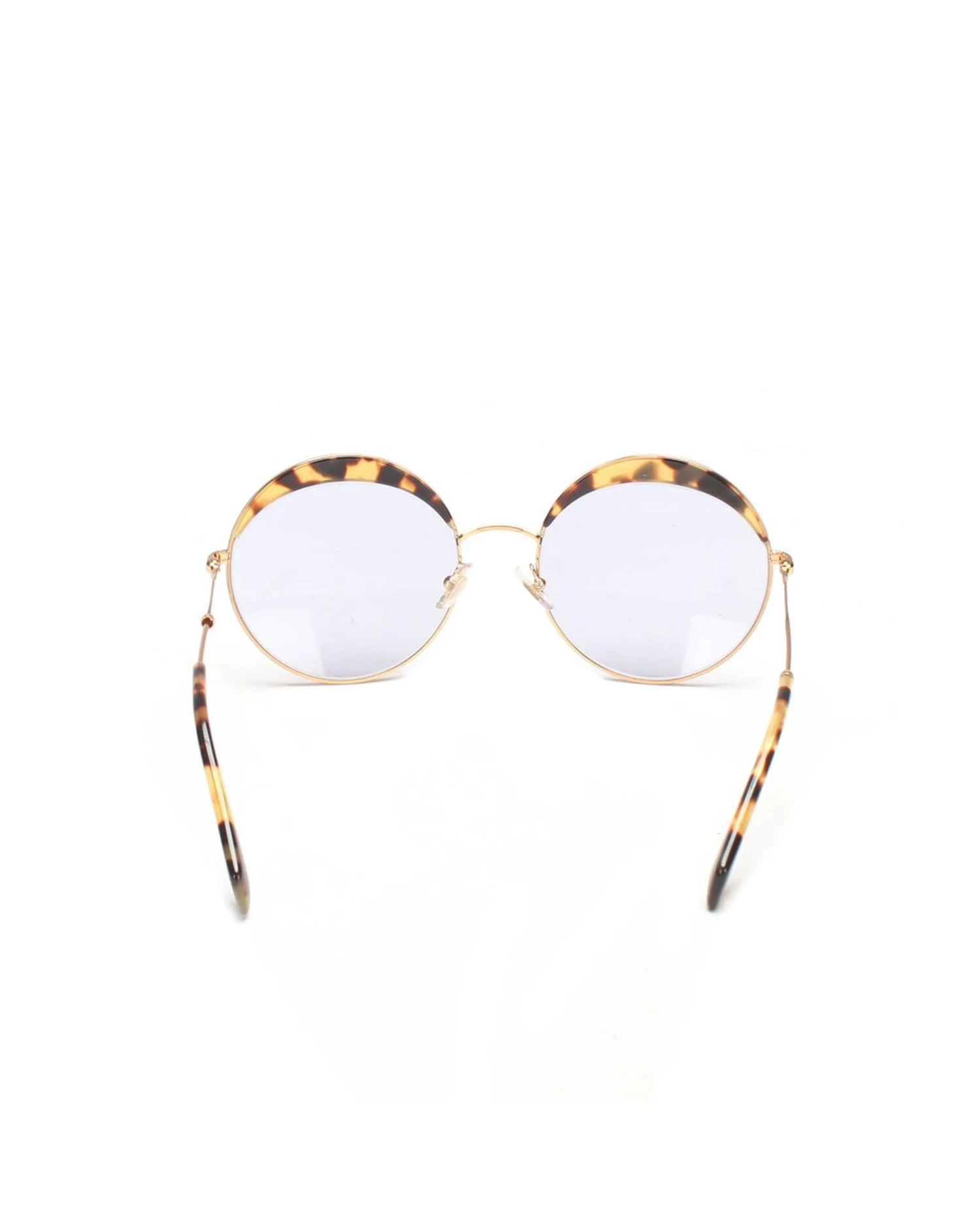 Style Tribute Miu Miu Women's Tortoiseshell Round Sunglasses In Gold 5 Style Tribute Miu Miu Women's Tortoiseshell Round Sunglasses In Gold - Image 3